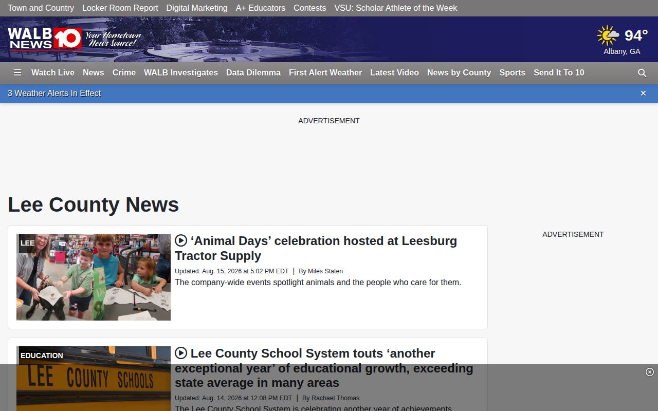 WALB Lee County arrest news landing page