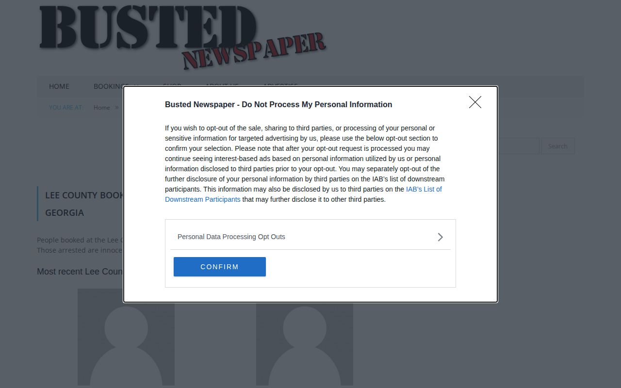Unofficial Busted Newspaper Lee County landing page