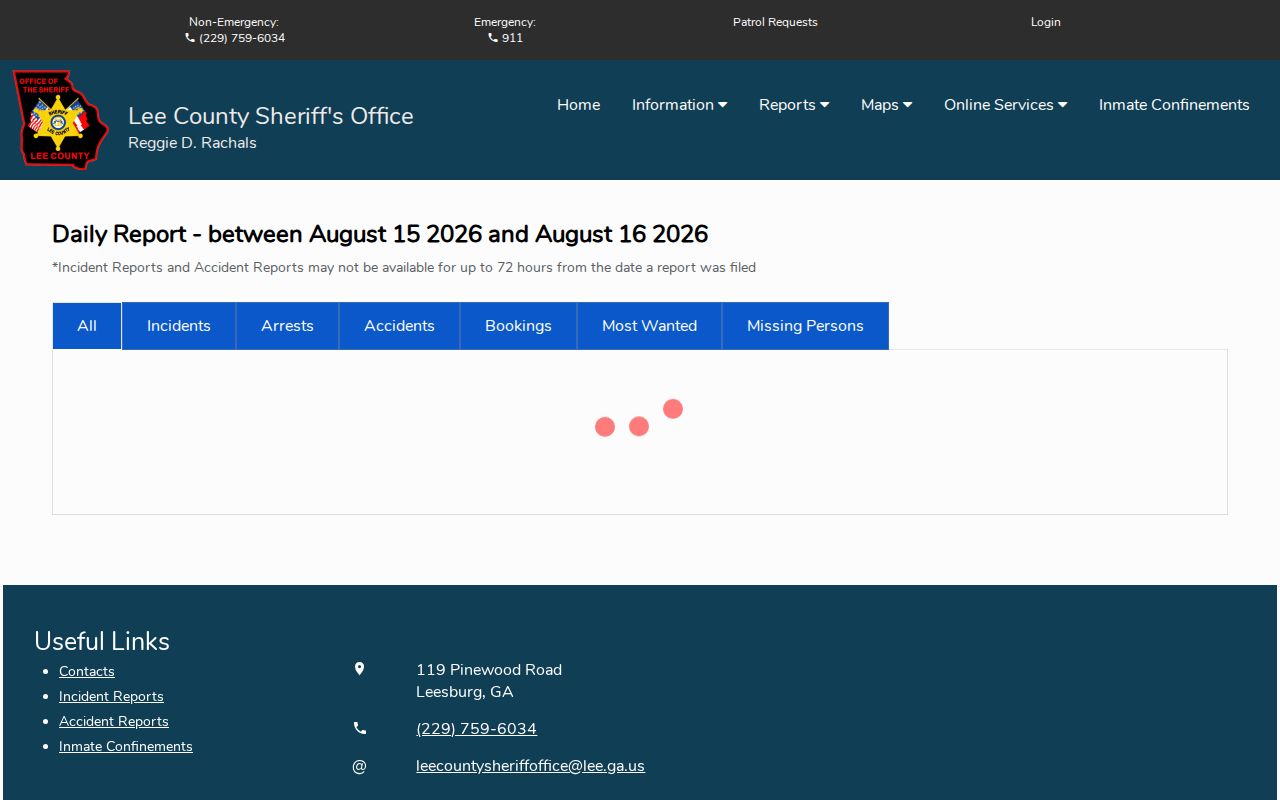 Lee County Daily Report bookings and arrest tabs