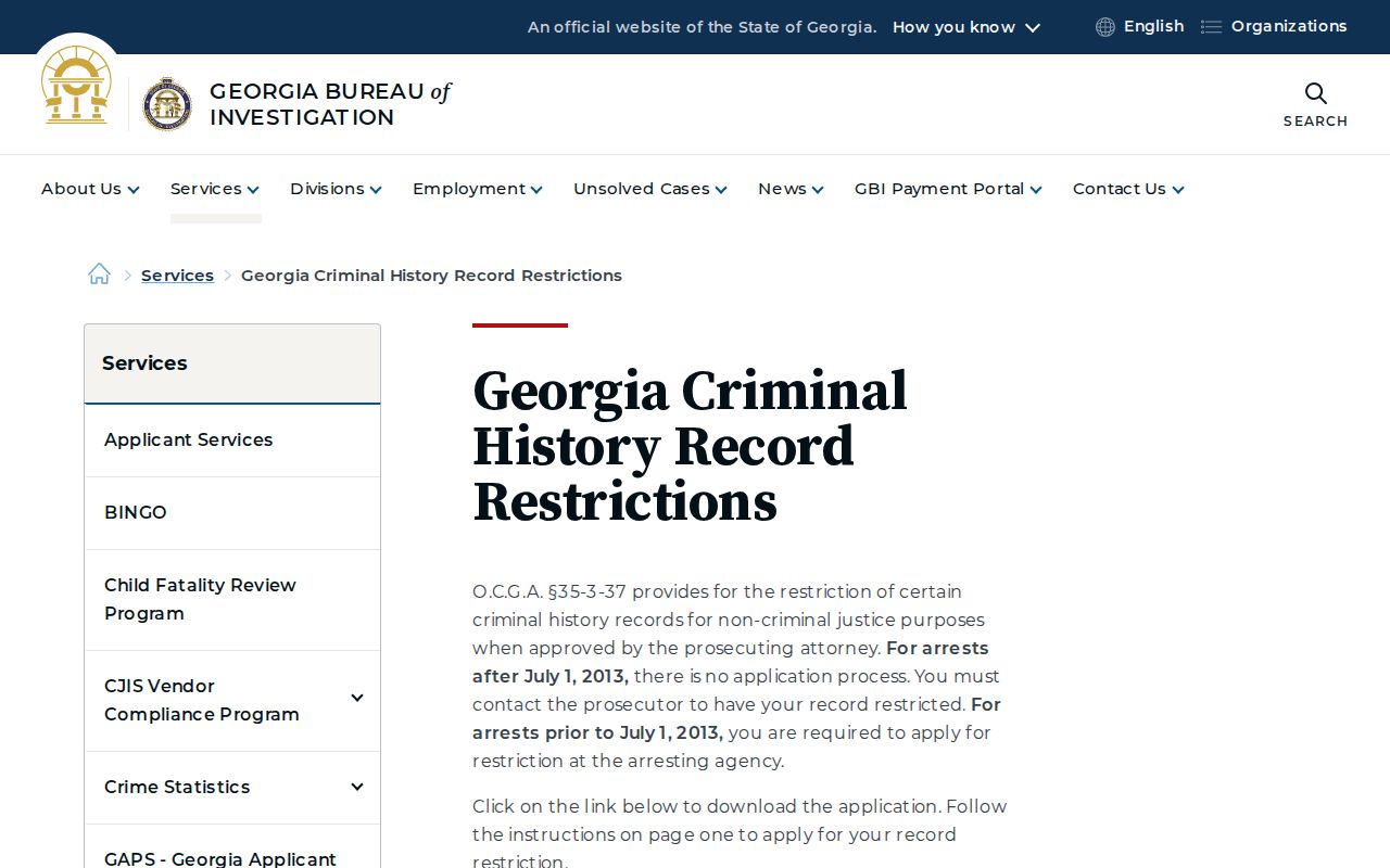 Georgia criminal-history restriction paths for Lee County arrest records
